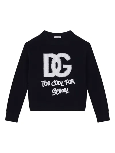 DOLCE & GABBANA LOGO-JACQUARD VIRGIN-WOOL JUMPER