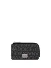 Dolce & Gabbana Logo-jacquard Zip Around Wallet In Black