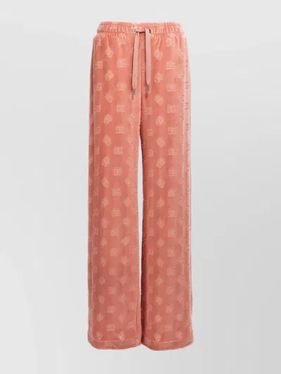 Dolce & Gabbana Chenille Jogging Pants With Jacquard Dg Logo In Pink