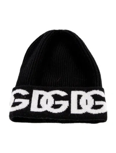 Pre-owned Dolce & Gabbana Logo Knit Beanie  W/tags In Black