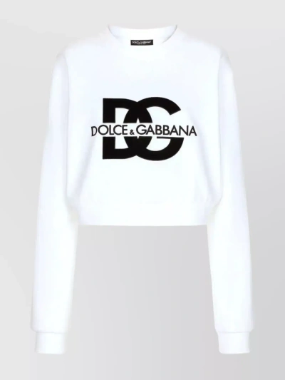 DOLCE & GABBANA LOGO KNIT SWEATSHIRT WITH RIBBED NECK AND CUFFS