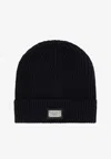 Dolce & Gabbana Logo Knitted Beanie In Blue