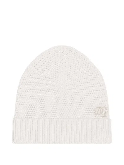 Dolce & Gabbana Babies' Logo Knitted Beanie Hats In White