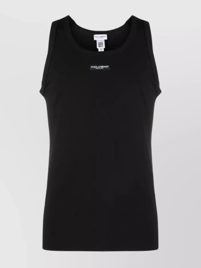 Dolce & Gabbana Logo Label Tank Top In Black