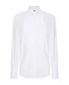 Dolce & Gabbana Cotton Poplin Gold-fit Tuxedo Shirt In White