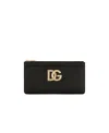 Dolce & Gabbana Large Calfskin Card Holder With Dg Logo In Black