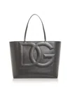 Dolce & Gabbana Logo Large Leather Tote In Black