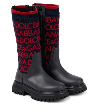 DOLCE & GABBANA LOGO LEATHER ANKLE BOOTS