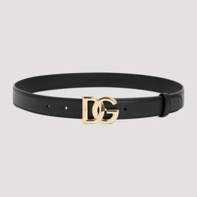 Dolce & Gabbana Logo Leather Belt 80 In Nero