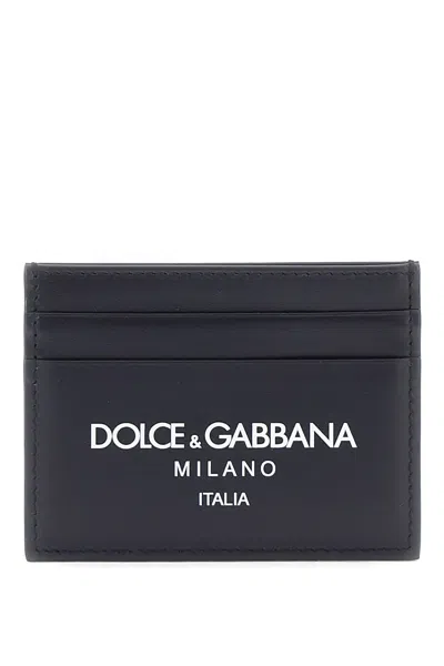 Dolce & Gabbana Logo Leather Cardholder In Blu