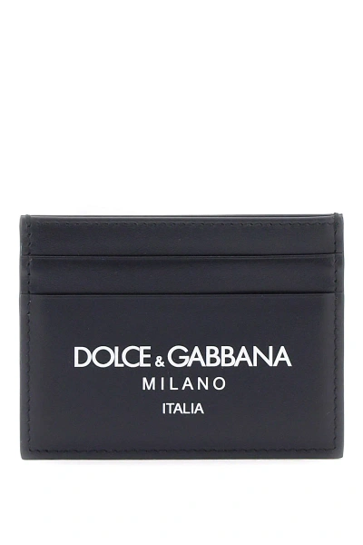 Dolce & Gabbana Logo Leather Cardholder In Dg Mi Italia F Blu (blue)