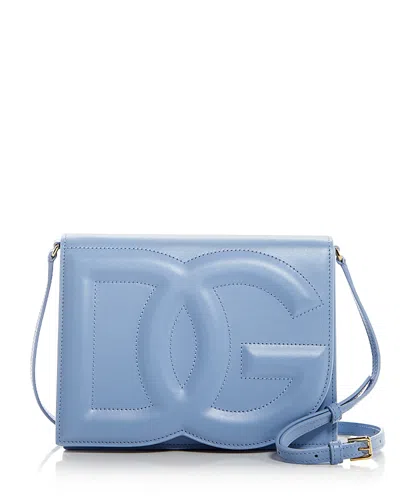 Dolce & Gabbana Dg Logo Flap Leather Shoulder Bag In Powder Blue