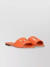 Dolce & Gabbana Logo Leather Flat Sandals With Almond Toe In Orange