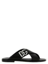Dolce & Gabbana Black Sandals With Criss Cross Bands And Logo Detail In Leather Man