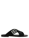 Dolce & Gabbana Black Sandals With Criss Cross Bands And Logo Detail In Leather Man