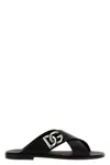 Dolce & Gabbana Black Sandals With Criss Cross Bands And Logo Detail In Leather Man