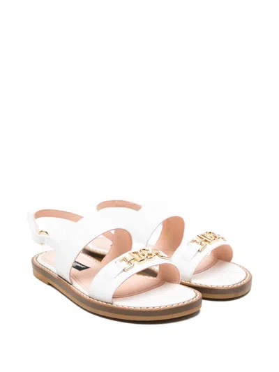 Dolce & Gabbana Kids' Logo Leather Sandals In White