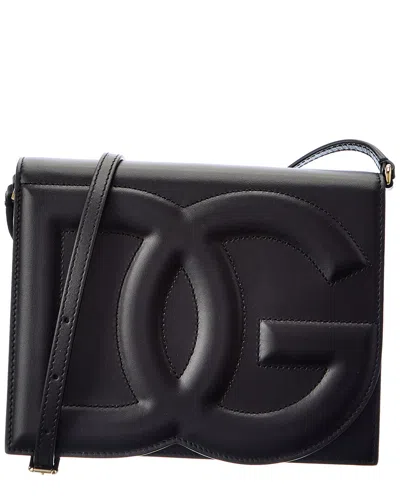 Dolce & Gabbana Logo Leather Shoulder Bag In Black