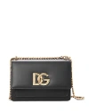 Dolce & Gabbana Logo Leather Shoulder Bag In Black