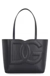 Dolce & Gabbana Dg Logo Small Leather Shopper Bags In Black