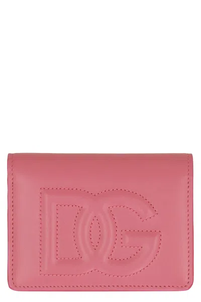 Dolce & Gabbana Logo Leather Wallet In Pink