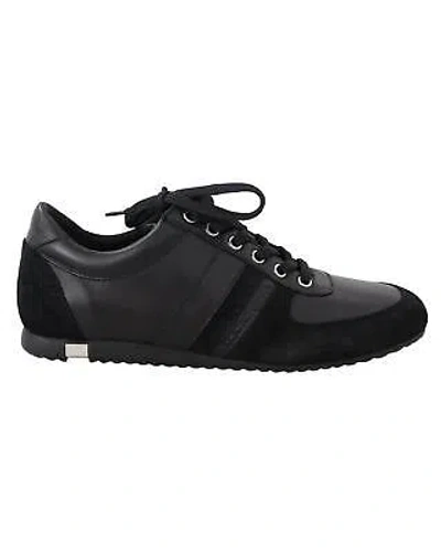 Pre-owned Dolce & Gabbana Logo Leder Casual Sneakers - Black -size 39 In Schwarz