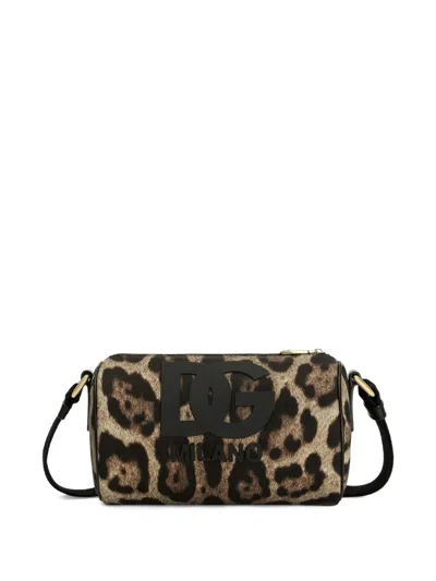 Dolce & Gabbana Kids' Logo Leopard-print Mini Bag In Brown