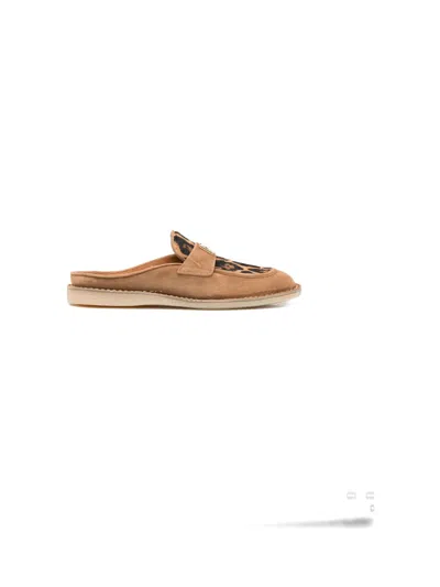 Dolce & Gabbana Logo Leopard-print Mules In Brown