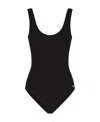 Dolce & Gabbana Logo-plaque Scoop-neck Swimsuit In Black
