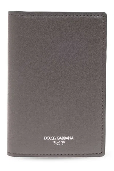 Dolce & Gabbana Logo Lettering Bifold Wallet In Grey