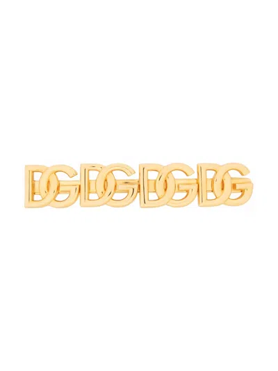 Dolce & Gabbana Logo Lettering Clip-back Earrings In Oro