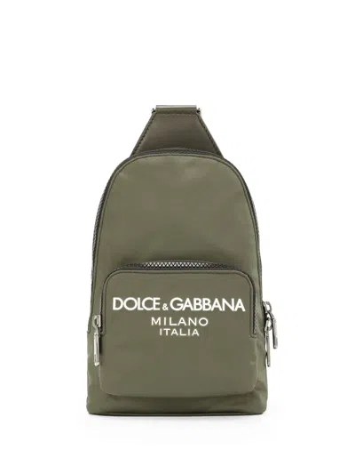 Dolce & Gabbana Logo-print Crossbody Backpack In Green