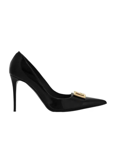 Dolce & Gabbana Dolce  Gabbana Stiletto Heel Logo Lettering Pumps In Black