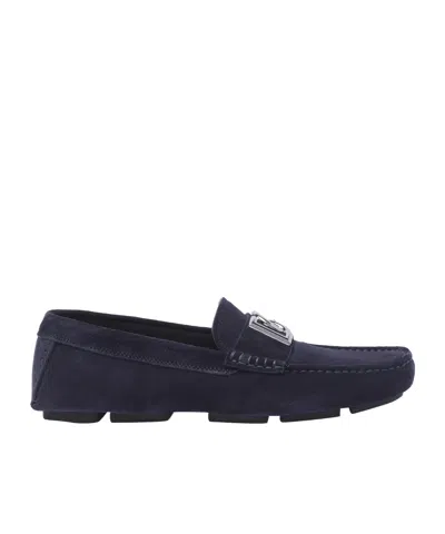 Dolce & Gabbana Midnight Blue Suede Slip-ons In Multi