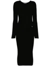 Dolce & Gabbana Jersey Calf-length Dress With Dg Logo Details In Black
