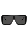 Dolce & Gabbana Logo Rectangle-frame Sunglasses In Black
