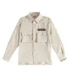 Dolce & Gabbana Logo Linen Shirt In Beige