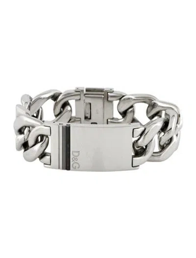 Pre-owned Dolce & Gabbana Logo Lines Link Bracelet, 8" In Multi