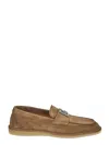 Dolce & Gabbana Logo-plaque Suede Loafers In Nocciola