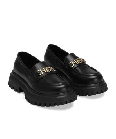 Dolce & Gabbana Logo Loafers In Black