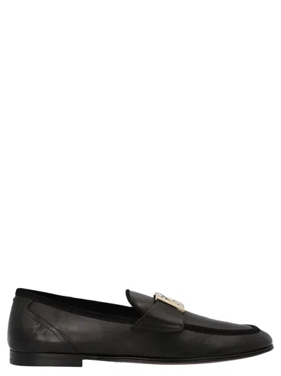 Dolce & Gabbana Logo Loafers In Black