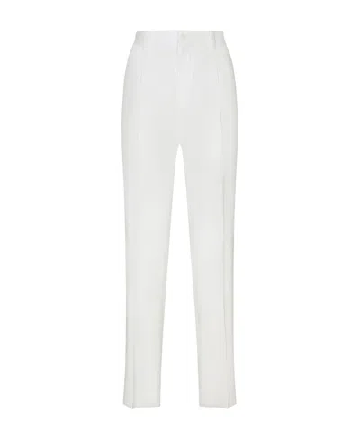 Dolce & Gabbana Stretch Cotton Pants With Branded Tag In White