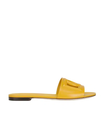 Dolce & Gabbana Logo Logo Hollow Details Sandals In Yellow