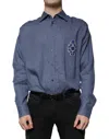 Dolce & Gabbana Blue Logo Long Sleeve Button Down Casual Shirt In Blue