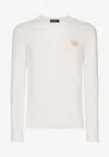 Dolce & Gabbana Linen Round-neck Sweater With Branded Tag In White