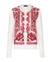 Dolce & Gabbana Majolica-print Silk And Twill Cardigan In White