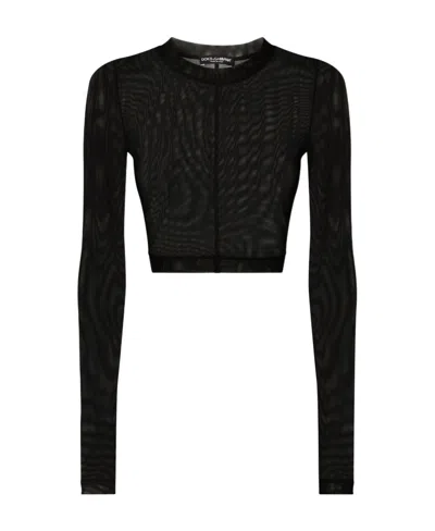 Dolce & Gabbana Logo Long-sleeved T-shirt In Black