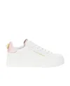 Dolce & Gabbana Portofino Leather Low-top Sneakers With Lateral Lettering Logo In White