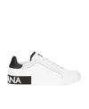 Dolce & Gabbana Portofino Leather Sneakers With Rubberized Logo Shoes In White