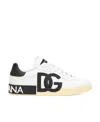 Dolce & Gabbana Calfskin Nappa Portofino Sneakers With Dg Logo Print In White
